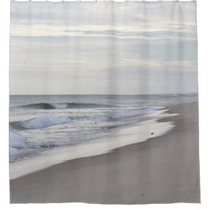 Ocean waves and sandy beach shower curtain