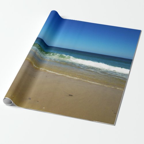 Ocean waves and sandy beach wrapping paper