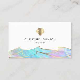 ocean waves and seashell logo business card
