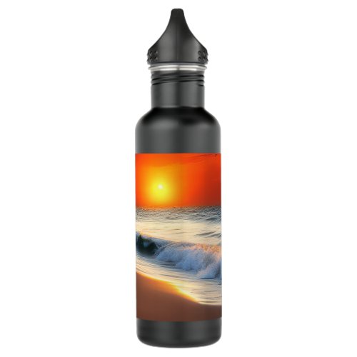 Ocean Waves and Sunset on Sandy Shower Stainless Steel Water Bottle