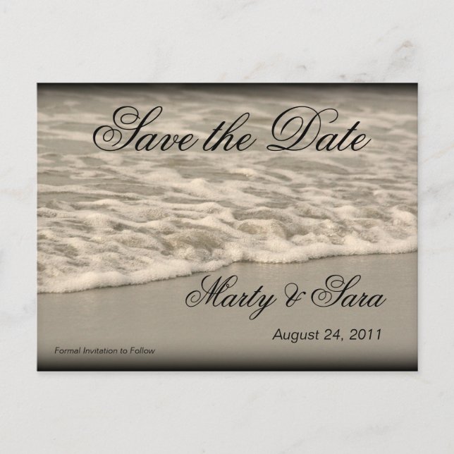 Ocean Waves Announcement Postcard (Front)