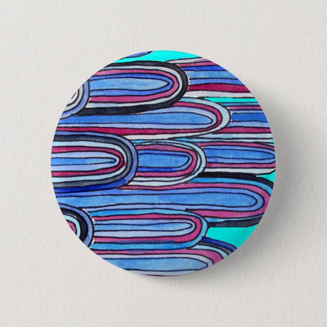 Ocean Waves aqua blue pattern Button (Front)