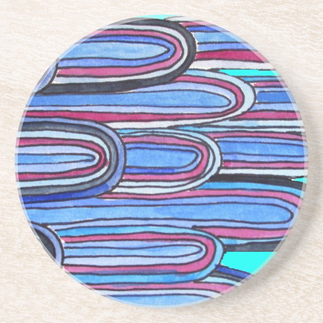 Ocean Waves aqua blue pattern Drink Coaster (Front)