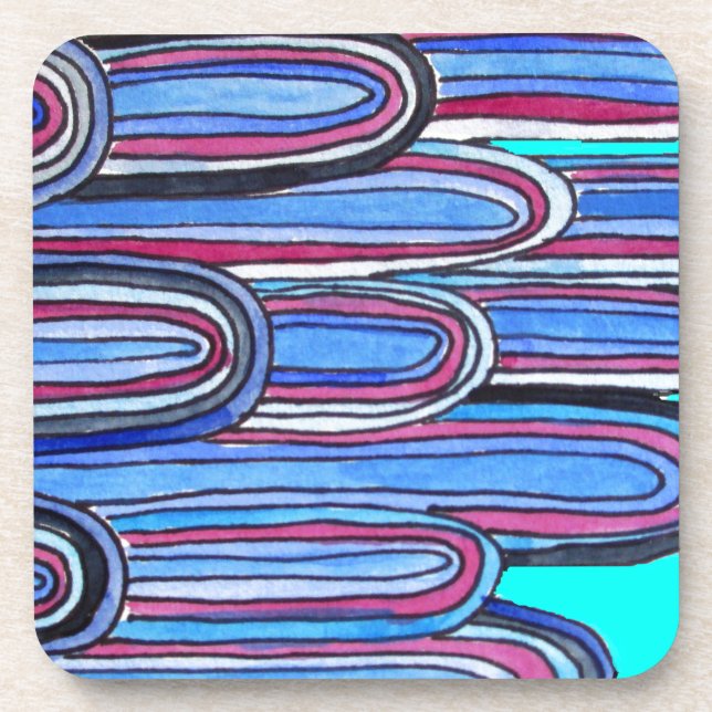 Ocean Waves aqua blue pattern Drink Coaster (Front)