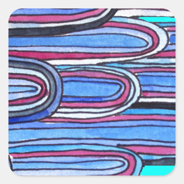 Ocean Waves aqua blue pattern Square Sticker (Front)