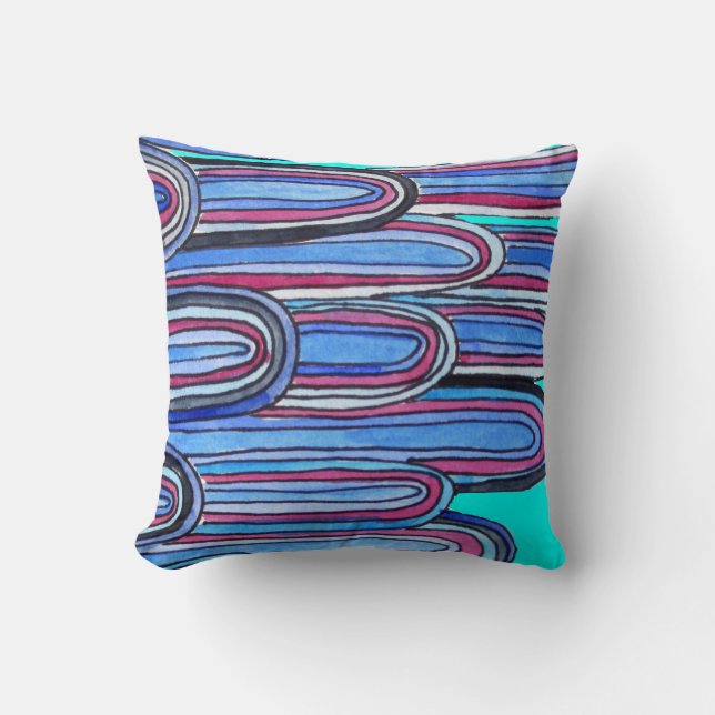 Ocean Waves aqua blue pattern Throw Pillow (Front)