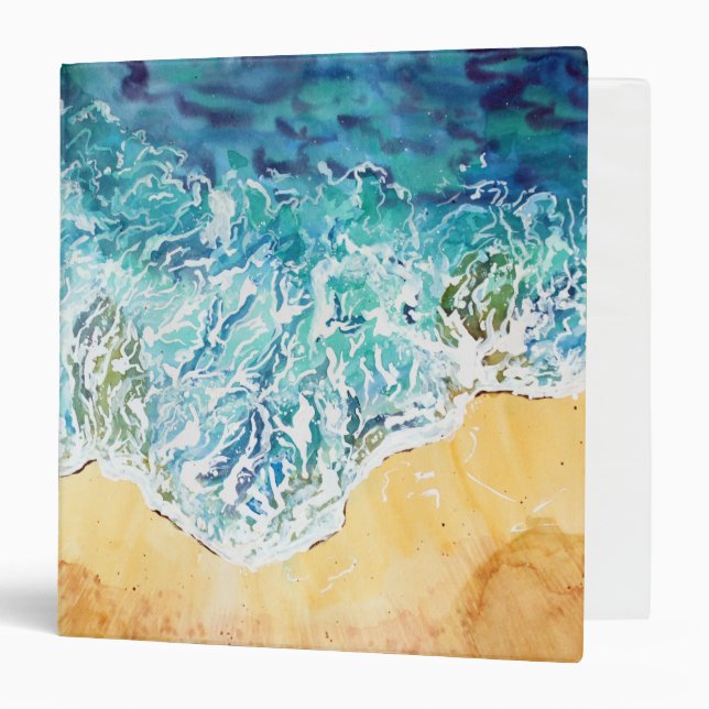 Ocean Waves at the Beach 3 Ring Binder (Front/Inside)