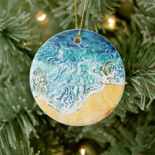 Ocean Waves at the Beach Ceramic Ornament (Tree)