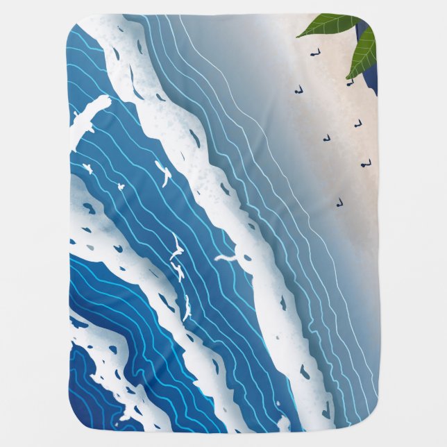 Ocean Waves Baby Blanket 🌊 Soft Coastal Nursery  (Front)