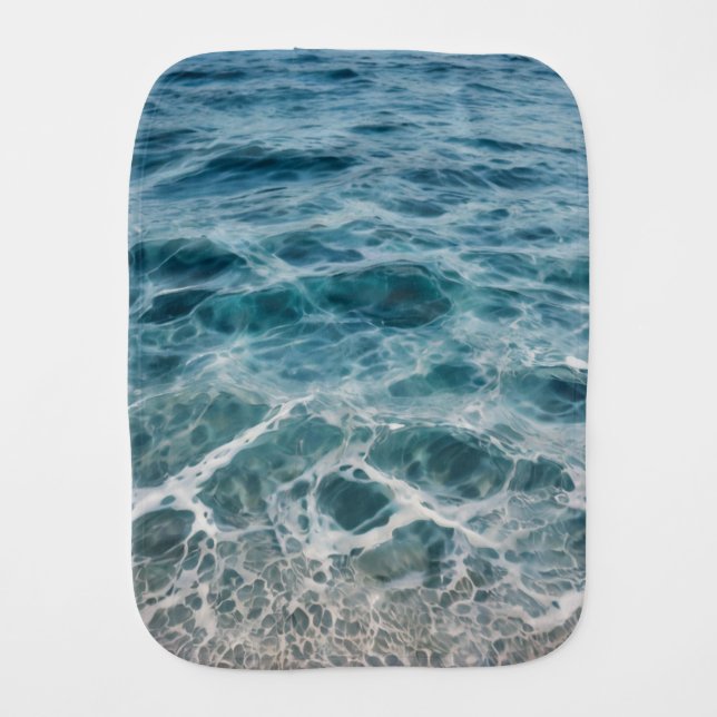 Ocean Waves Baby Burp Cloth (Front)