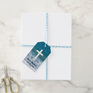 Ocean Waves Baptism Small Gift Bag Tags
