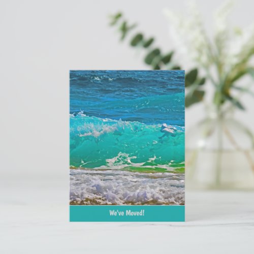 Ocean Waves Beach Art Weve Moved or Your Text Postcard