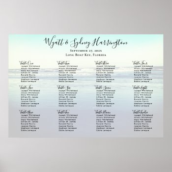Ocean Waves Beach Background Table Seating Chart by sandpiperWedding at Zazzle