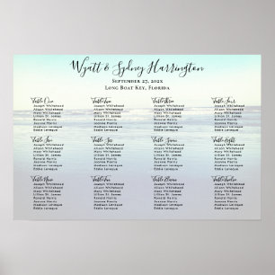Ocean Waves Beach Background Table Seating Chart