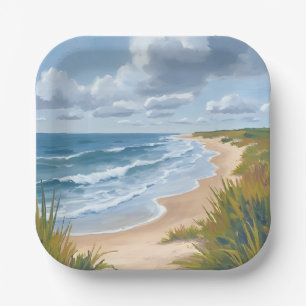 Ocean Waves   Beach Coastal Painting Paper Plates