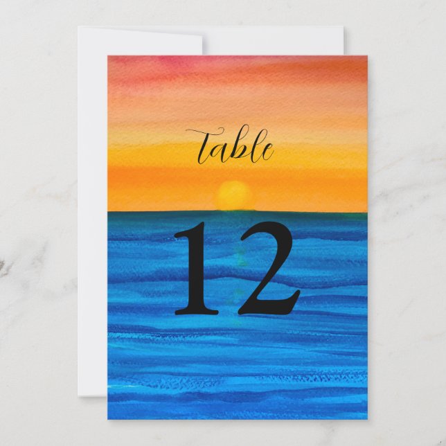 Ocean Waves Beach Destination Sunset Table numbers (Front)