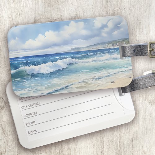 Ocean Waves Beach House Aesthetic Luggage Tag