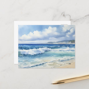 Ocean Waves Beach House Aesthetic Postcard