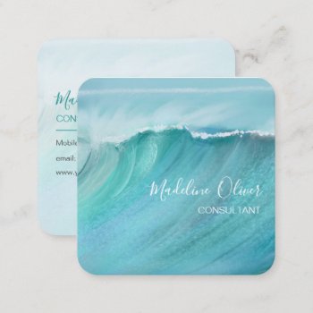 Ocean Waves Beach Sea Travel Qr Code Modern Square Business Card by Just_Fine_Designs at Zazzle