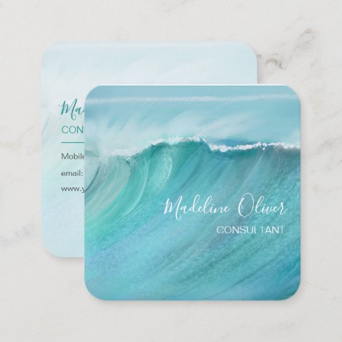Ocean Waves Beach Sea Travel QR Code Modern Square Business Card