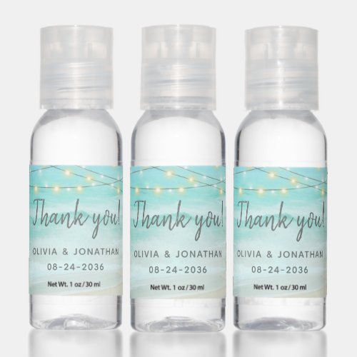 Ocean Waves Beach String Lights Wedding Favors Hand Sanitizer