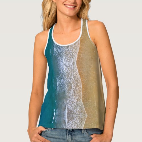 Ocean waves beach tank top