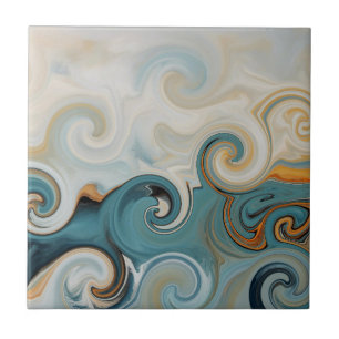 Ocean Waves Beach Teal Blue Abstract 74 Ceramic Tile
