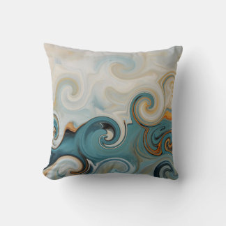 Ocean Waves Beach Teal Blue Abstract 74 Throw Pillow