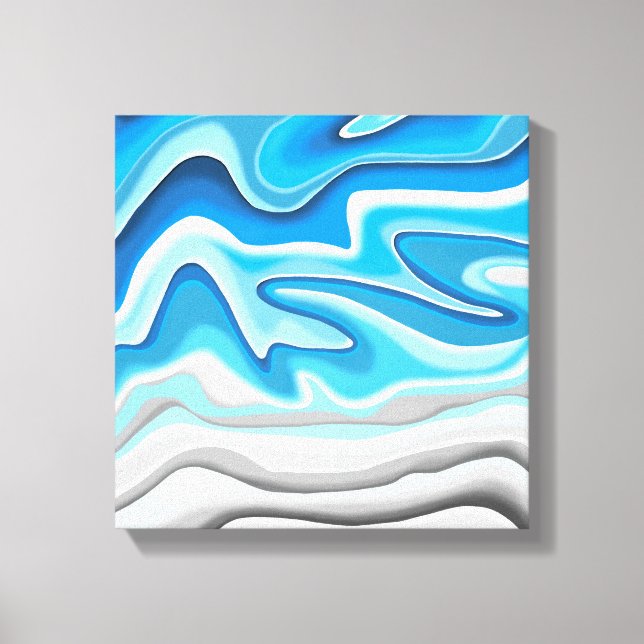 Ocean Waves | Blue Abstract Painting Canvas Print (Front)
