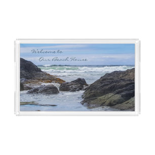 Ocean Waves Blue Green Beach House Vanity Acrylic Tray