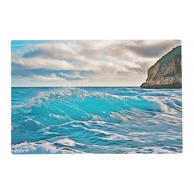 Ocean Waves: Blue Horizon Placemat (Front)