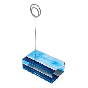 Ocean Waves Blue Sea Watercolor Beach Wedding Plac Place Card Holder