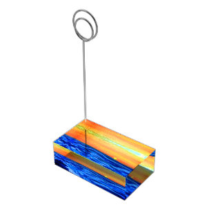 Ocean Waves Blue Sea Watercolor Beach Wedding Place Card Holder