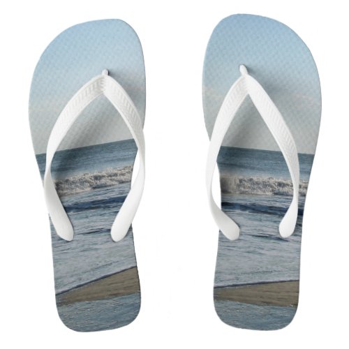 Ocean Waves Blue Sky Beach Sand Flip Flops