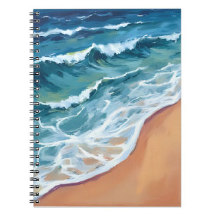 Ocean Waves Blue Watercolor Coastal Notebook