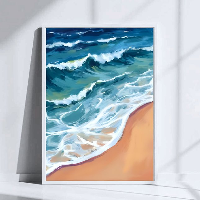Ocean Waves Blue Watercolor Coastal Poster (Creator Uploaded)