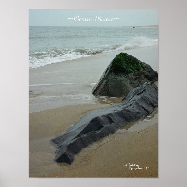 Ocean waves boulders Poster (Front)