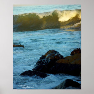Ocean waves Boulders Poster