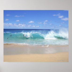 Ocean waves breaking on the beach, Sandy Beach Poster