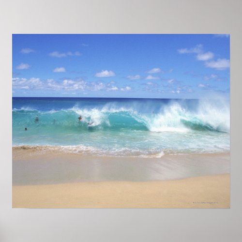 Ocean waves breaking on the beach Sandy Beach Poster