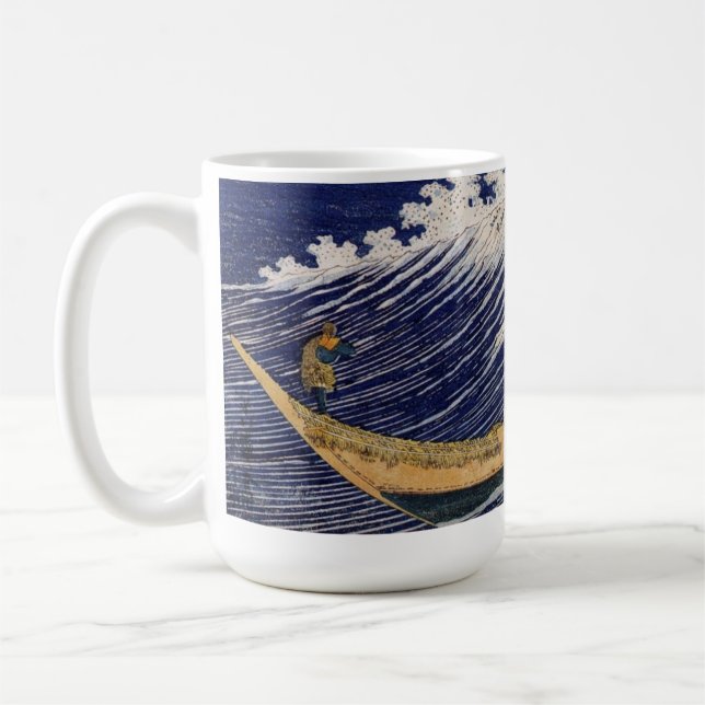 Ocean waves by Katsushika Hokusai Coffee Mug (Left)