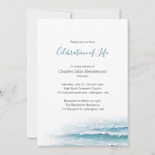 Ocean Waves Celebration of Life Invitation