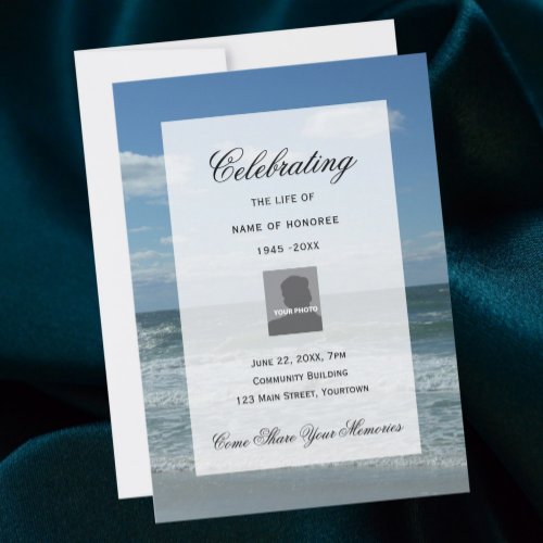 Ocean Waves Celebration of Life invitation