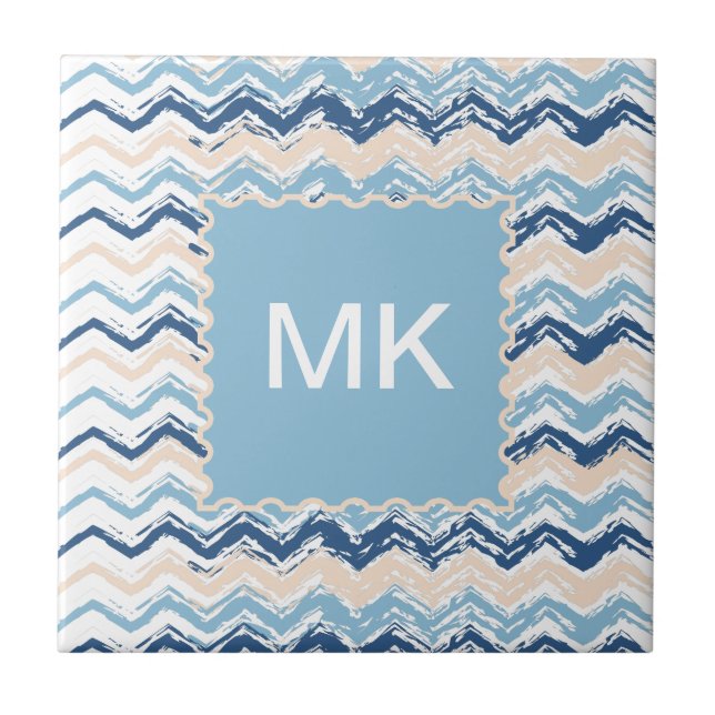 Ocean Waves Chevron Ceramic Tile (Front)