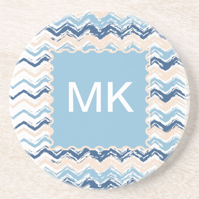 Ocean Waves Chevron Drink Coaster (Front)