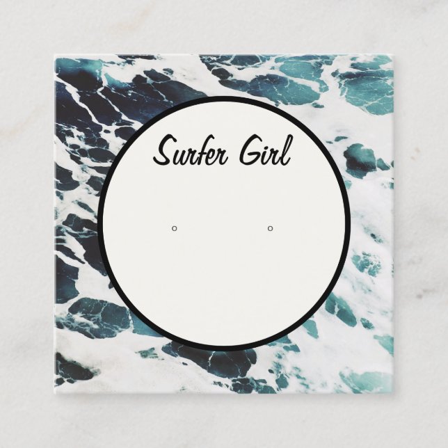 Ocean Waves Coastal Earring Display Card (Front)