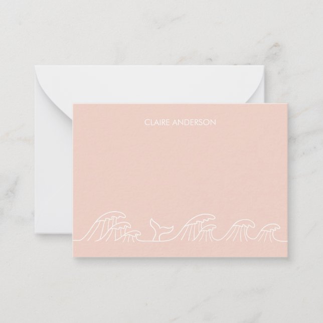 Ocean waves coastal girls personalized note card (Front)