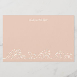 Ocean waves coastal girls stationery paper