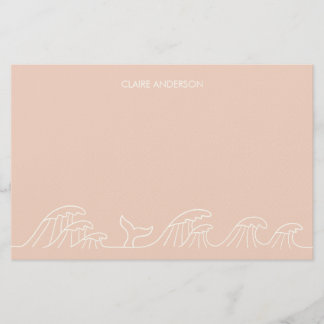 Ocean waves coastal girls stationery paper