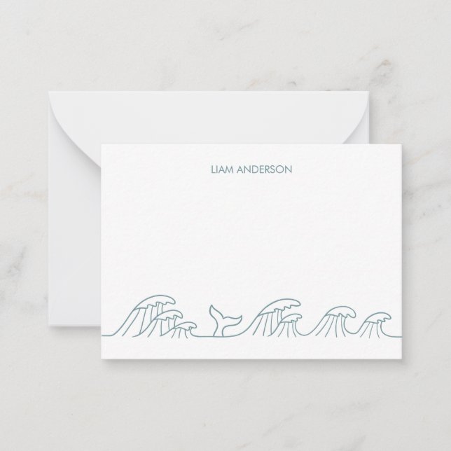 Ocean waves coastal kids personalized note card (Front)